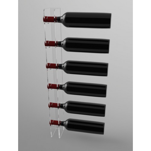 Espositore in plexiglass per vini da parete, 6 bottiglie
